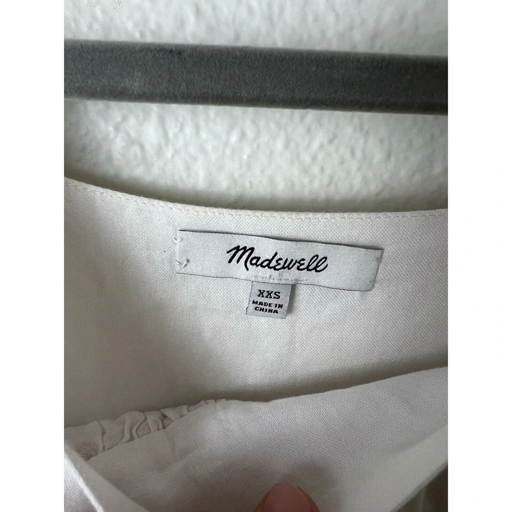 Madewell Pom Pom Butterfly‎ Top H9217 Size XXS Cotton square Neck White